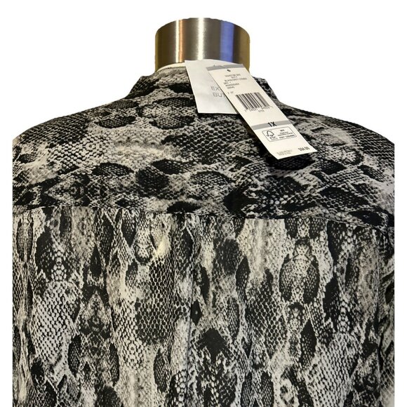 New Jones New York Shirt Womens 1X Gray Snake Long Sleeve Blouse Lightweight NWT - Picture 11 of 14
